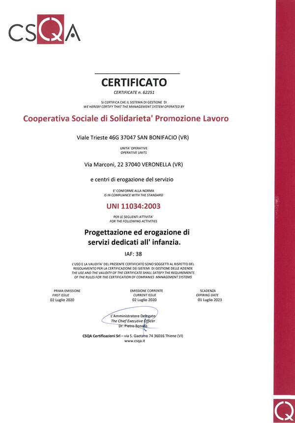 Qualità e certificati - Residenza per anziani Città di Roncade